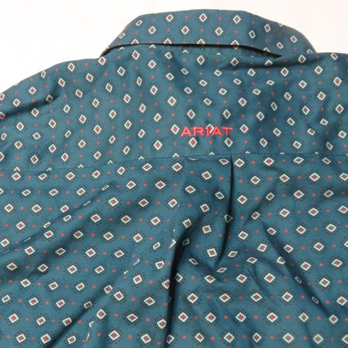 Ariat Classic Southwestern Aztec Button Down Shirt Men XL Teal Wrinkle Free - Picture 4 of 6
