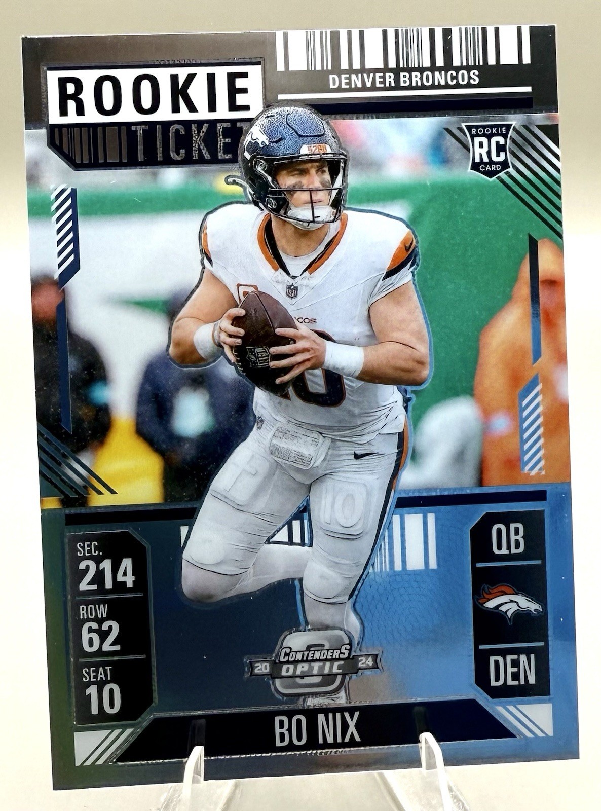 2024 Panini Contenders Optic Football Rookie Ticket Bo Nix Denver #62 Broncos RC
