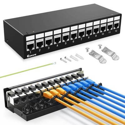 Enmane 12Port Patch Panel CAT7 Keystone Patch Panel Shielded Network Patch Patch