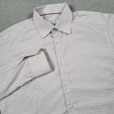 Eton Shirt Men 15.5 Contemporary Dress Micro Check Business Office Colorful