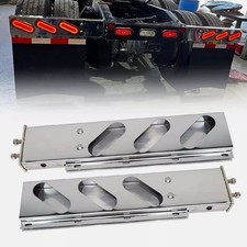 Pair 30'' Mud Flap Hangers Rear Oval Bar w/Light Cutouts Spring Loaded 2.5"