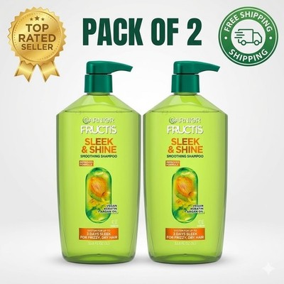 Garnier Fructis Sleek & Shine Shampoo 33.8 fl oz / 1L Pack of 2 (67.6 oz Total)
