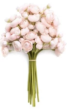 Ling's Moment Faux Silk Mini Ranunculus Flowers for DIY Bouquet, Dusty Rose