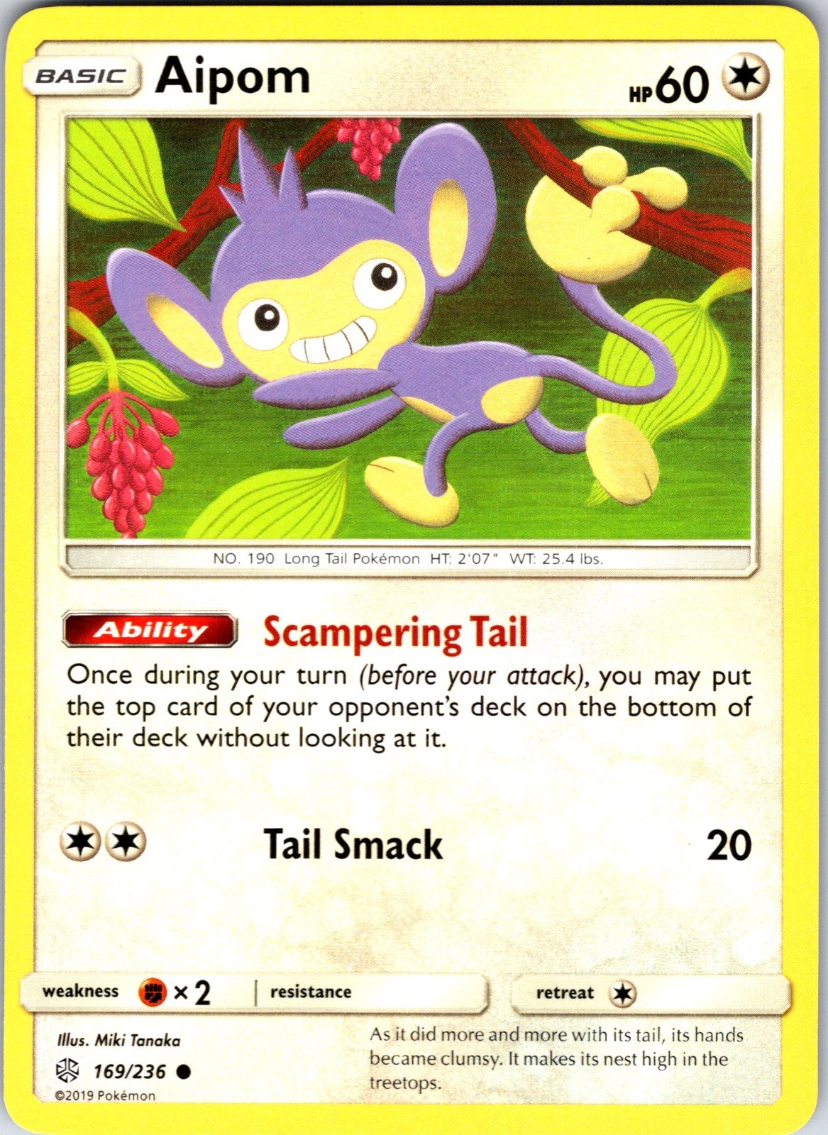 Aipom Common SM - Cosmic Eclipse 169/236 NM