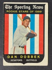 VINTAGE 1959 Topps SN ROOKIE STARS DAN DOBBEK # 124 -▶ROOKIE CARD◀– EX. rookie card picture