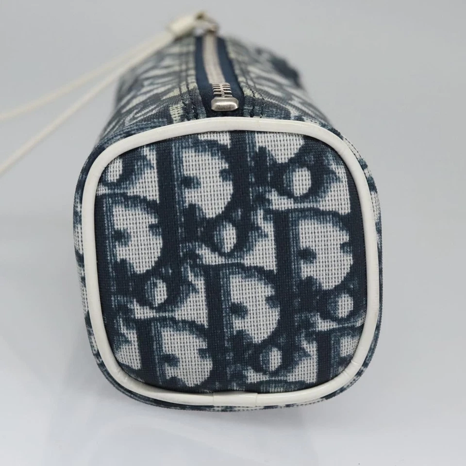 Bolsa de lona Christian Dior Trotter PVC azul marinho branco prata autêntica bs21913 - Imagem 4 de 4
