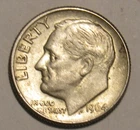 1964 D ROOSEVELT DIME, 90% Silver in circulated condition