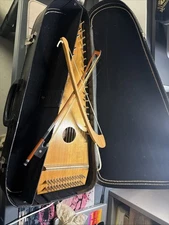 Vintage Bowed Psaltery w/ Case & Bow – 25-String Folk Harp Instrument