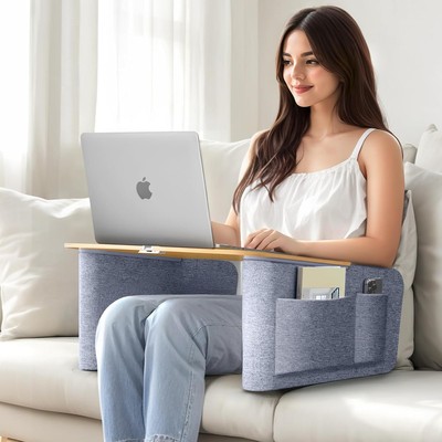Lap Desk for Adults with Arm Rests,Ergonomic Laptop Pillow Stand Gray 