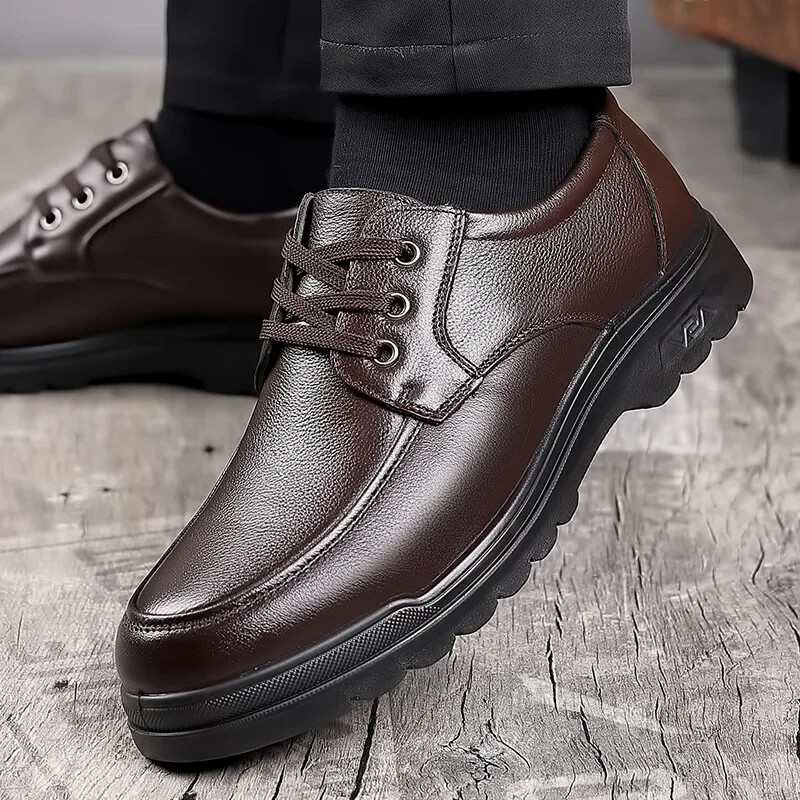 Cowhide Men Shoes Men Business Casual Leather Shoes Men Lace  display picture 1
