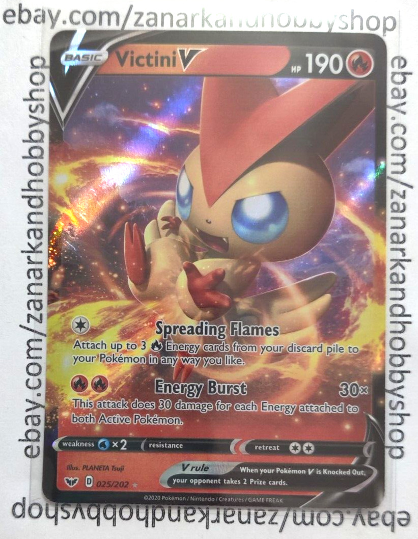 Pokemon Victini V 025/202 Sword & Shield Base Set NM