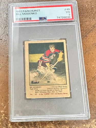 1951-52 PARKHURST #49 BILL MOSIENKO ROOKIE PSA 3