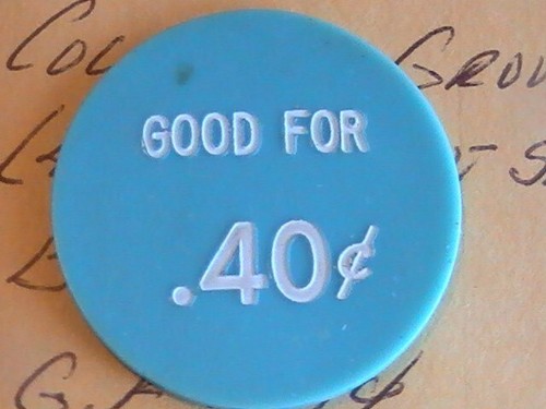 TOKEN PLASTIC BUFFALO NY COCOANUT GROVE GOOD FOR 40c BLUE - Picture 2 of 4