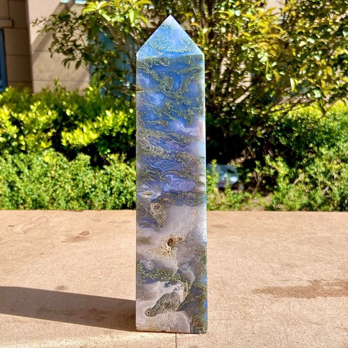 1.97LB Natural Water Grass Moss Agate crystal pillar Crystal Reiki - 第 10/13 張圖片