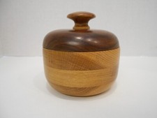 Handmade Turned Wooden Trinket Bowl / Box with Lid - Various Woods - 4" X 4"