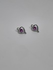 Sterling Silver 925 Diamonds & Pink Tourmaline Heart Earrings — photo 1