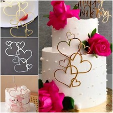 Heart Cake Decorations Reusable Acrylic Heart Design Wedding Love Easy to Clean