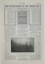 1901 PRINT FOG IN LONDON LOW TEMPERATURE RIVER THAMS TUGS & BARGES MOORED 