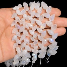Rainbow Moonstone Gemstone Teardrop Faceted Beads 10X7 12X8 mm Strand 18-22 Pcs