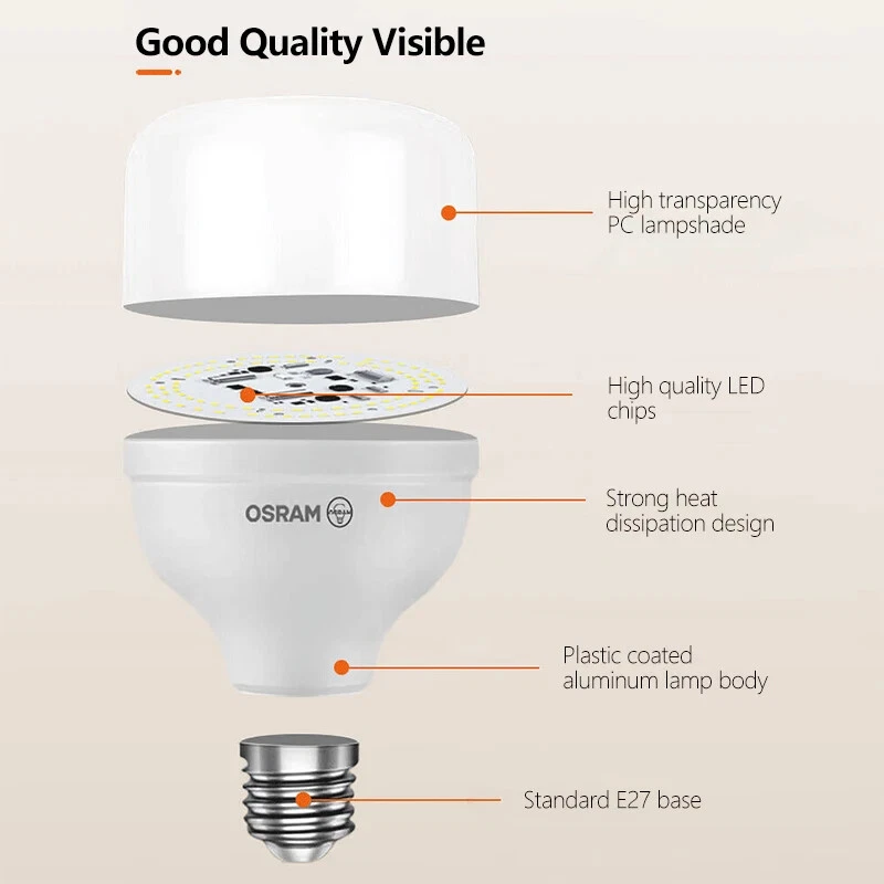 OSRAM LED Outdoor Lamps 16W 20W 25W 32W Eco HI-Watt E27 220V 6500K White Bulbs - Image 2 of 4