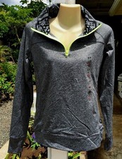 S NWT VICTORIA SECRET VS PINK Marled Gray Green Quarter Zip Pullover Jacket NEW