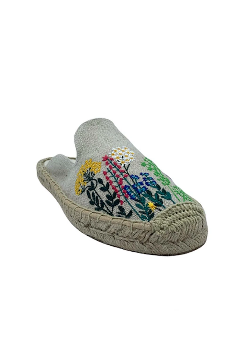 Soludos Embroidered Slip On Mules Sand