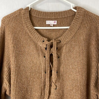 トップス SOL x FUC All around Knit Sweater(Brown) Womens Long Sleeve Crew Neck Cable Knit Sweater Solid Loose