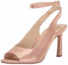 Vince Camuto Heeled Peep Toe Sandals - Rateema Metal Papaya 9 M