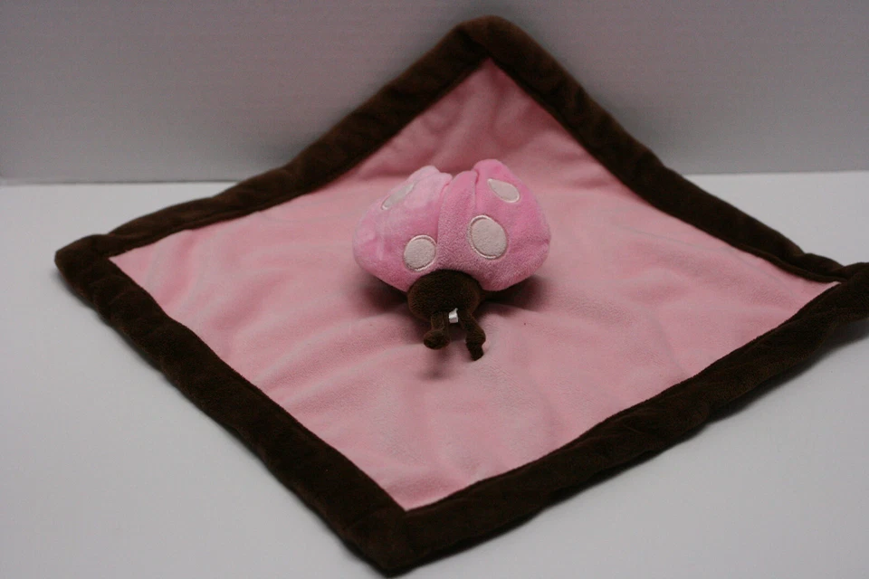 TIDDLIWINKS Rosa Marrón LADYBUG Bebé Niña Manta de Seguridad Lovey Usada en Excelente Condición Foto 3 de 4