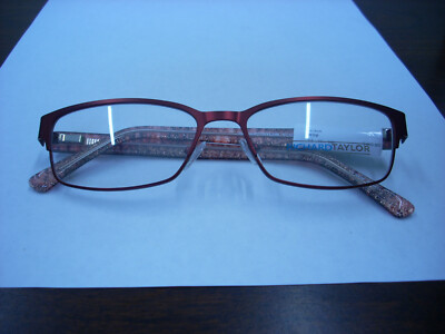 RICHARD TAYLOR ''DORA'' RUBY WINE AND GLITTER HALF RIM EYEGLASS FRAMES 54-16-140