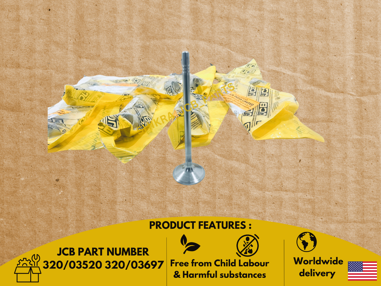 Jcb Genuine,Valve Inlet For Jcb Backhoe Engine (Part# 320/03520 320/03697), 8 PC