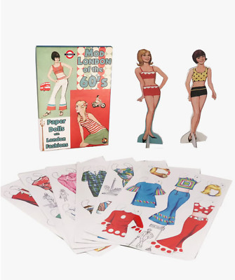 Mod London 1960's Fashions Paper Dolls Set Vintage Retro Style Doll Clothes