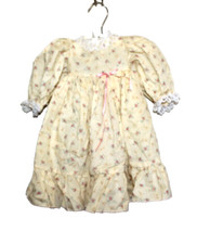 Vintage Girls Dress 6-9m  Prairie Cottagecore Handmade Floral Yellow Photoshoot
