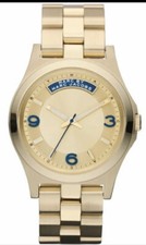 Marc by Marc Jacobs Baby Dave Blue Gold Tone Quartz Ladies Watch MBM3162