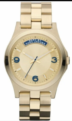 Marc by Marc Jacobs Baby Dave Blue Gold Tone Quartz Ladies Watch MBM3162