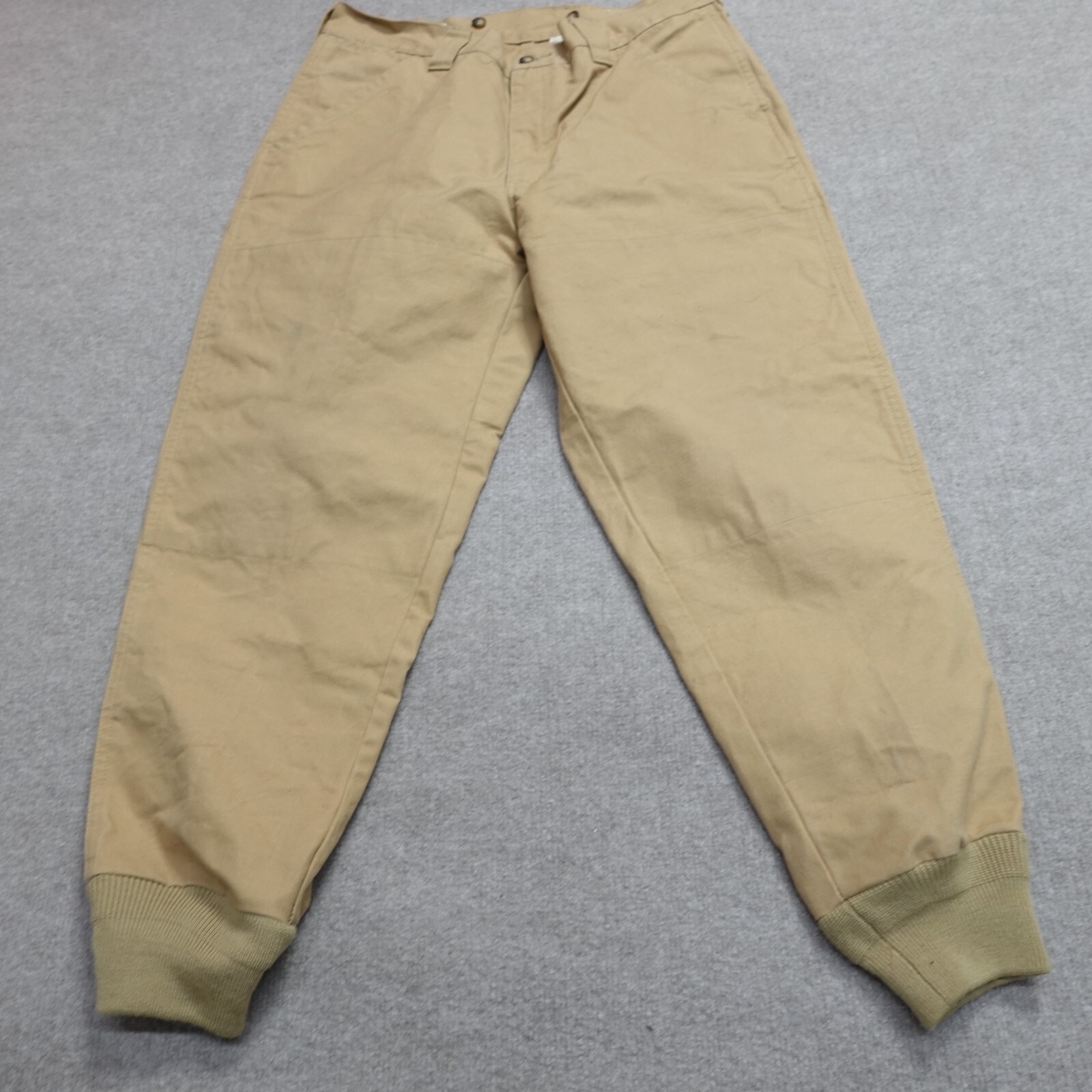 Orvis Pants 34x27 Beige Solid Canvas Double Knees Reinforced Rear Jogger Cuff