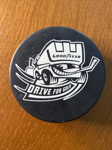 GOOD YEAR DRIVE FOR GOLD ZAMBONI SPONSOR HOCKEY PUCK VEGUM MFG. MADE IN SLOVAKIA