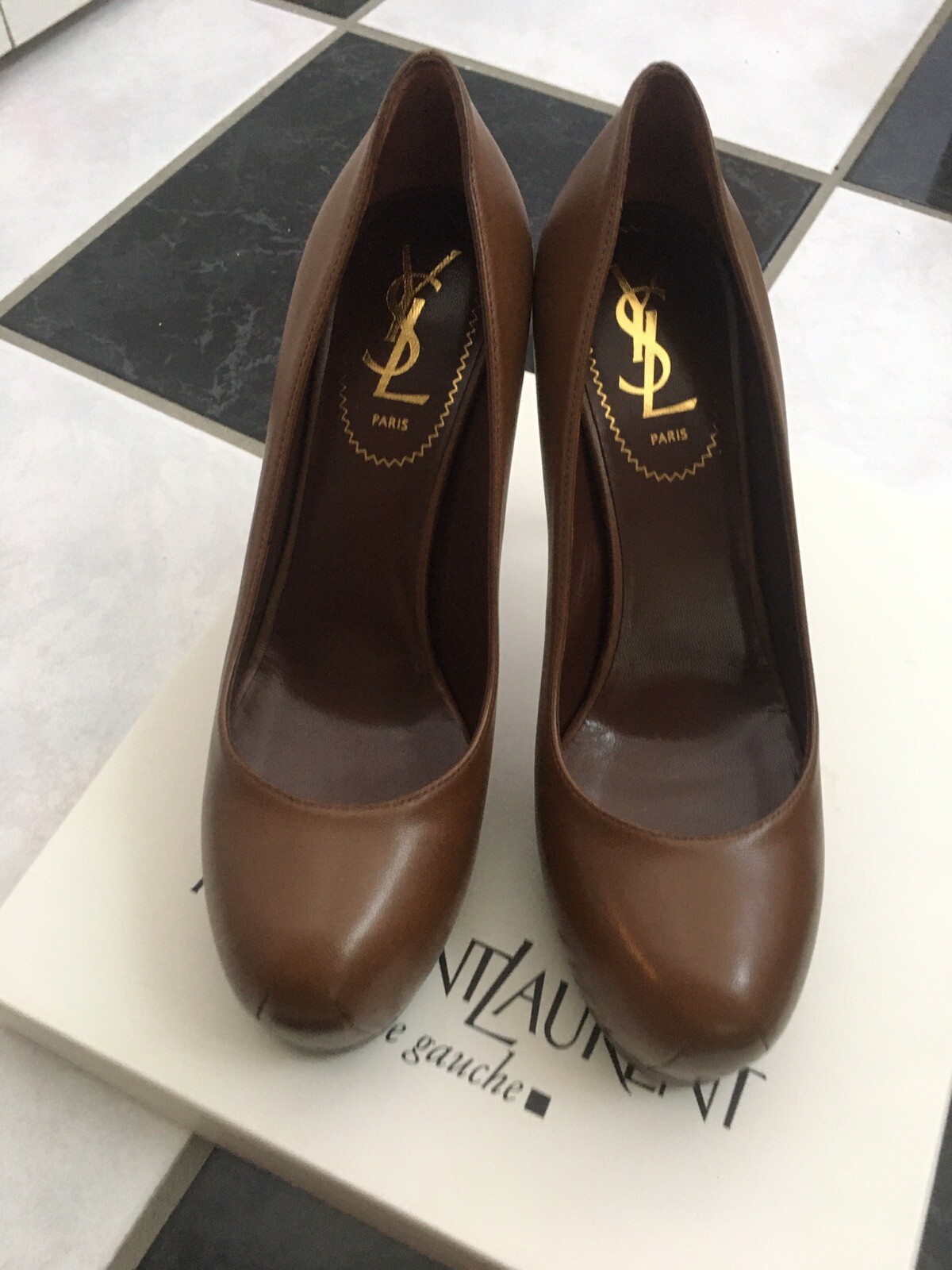 Nuove con scatola décolleté in pelle 100% autentiche ysl Saint Laurent Tribtoo 80 mm