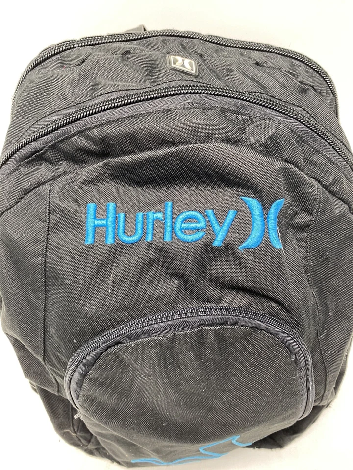 Mochila Hurley Skater Bolso Escolar Libro Negro Azul Foto 3 de 4