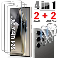 Tempered Glass Screen Protector And Lens Protector for Samsung S24 S25 Ultra