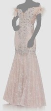 Mac Duggal Women's Pink Embellished Off-Shoulder Gown Dress Size 18