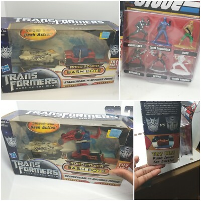 Transformers Robo Power BASH BOTS Starscream vs Optimus Prime & GI JOE MetalFigs