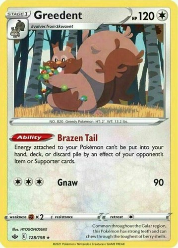 Pokemon - Greedent - 128/198 - Holo Rare - Chilling Reign - NM/M - NEW