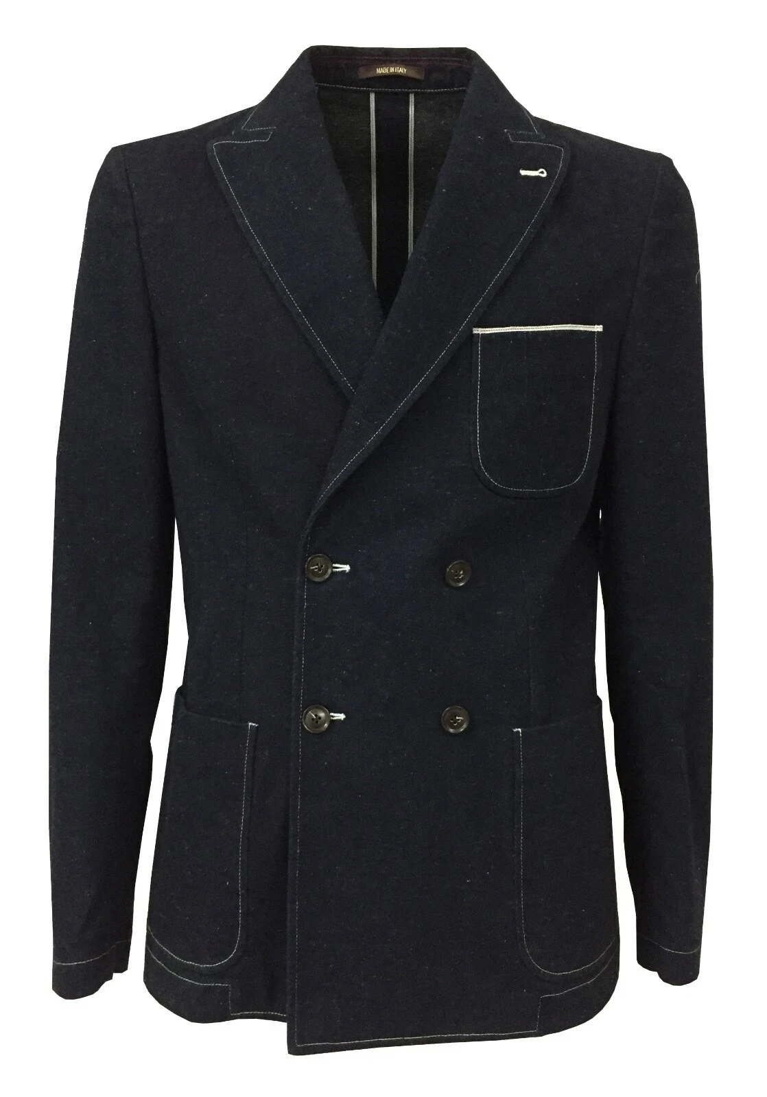 Royal Row Double-Breasted Unlined Denim Jacket Blue Mod Chesterdp G66c