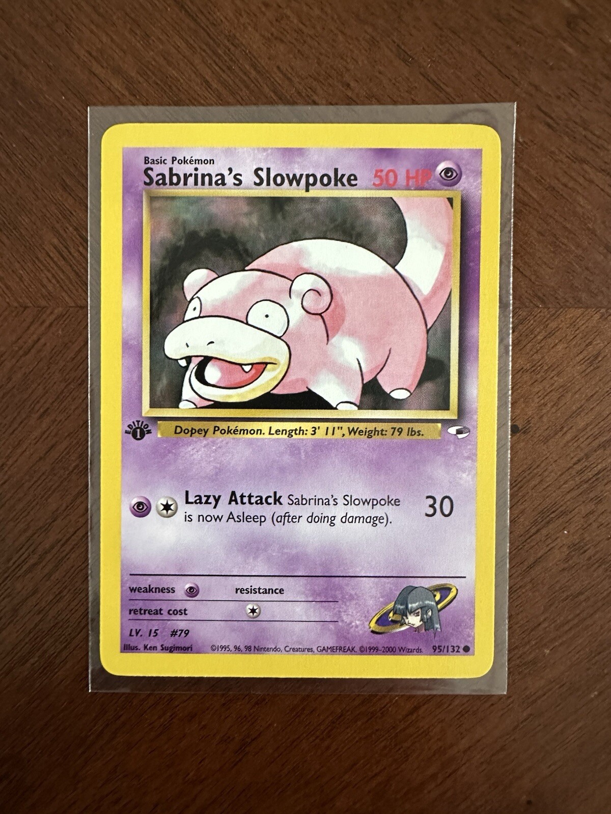 1st Edition Sabrina's Slowpoke 95/132 Gym Heroes Pokemon Card NM/Mint