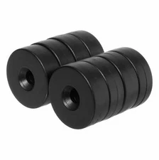 3/4 x 1/4 Inch Neodymium Countersunk Magnets N52 with Black Plastic (8 Pack)