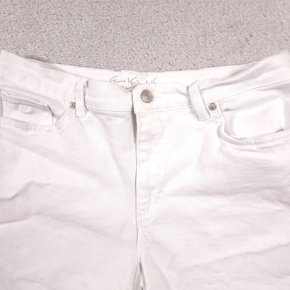 Pantalones Cortos Gloria Vanderbilt Mujer 12 Blanco Amanda Todo Alrededor Adelgazante Denim Jean Foto 3 de 4