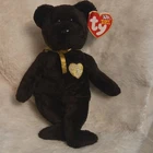 Ty Beanie Babies Signature Bear Black Plush Vintage 2003 10th Anniversary