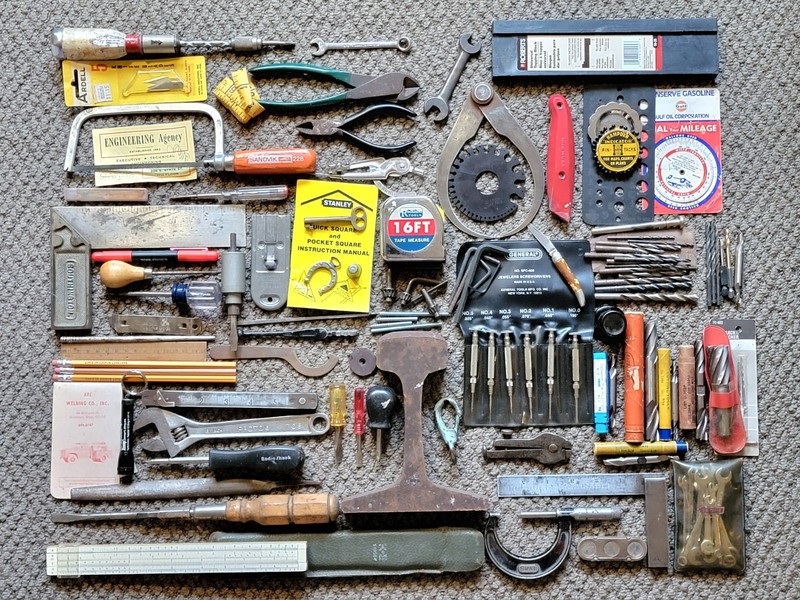 Vintage Machinist Tool Lot Square Drills End Mills Caliper Rail Anvil Starrett