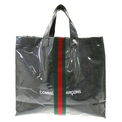 GUCCI COMME des GARCONS PVC Sherry Line Vinyl Tote Black OD K221 Auth